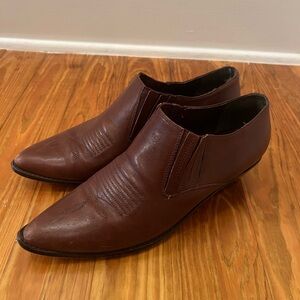Vintage Rare Womens Neil Stephen Brown Leather Cowboy Ankle Boots Size 9.5